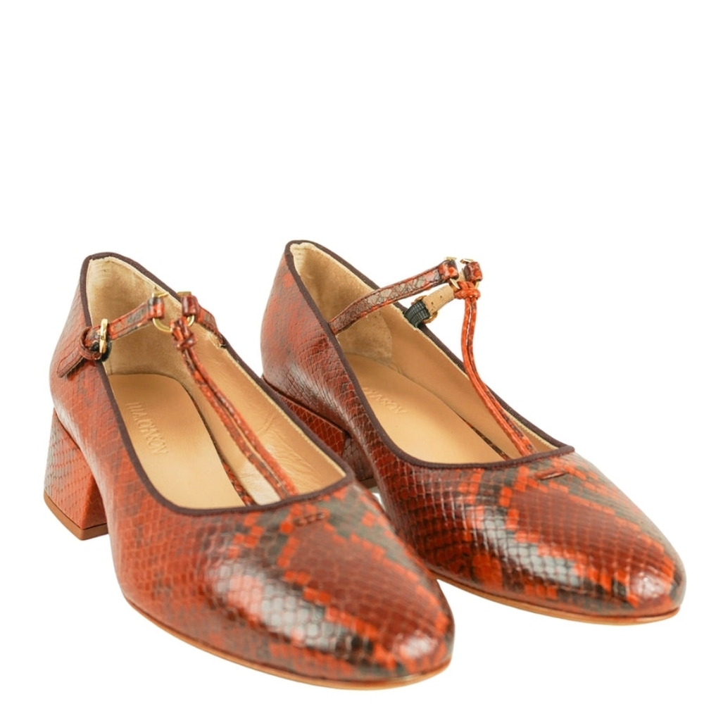 Ulla Johnson Lucy Orange Snakeskin Heels - Picture 4 of 9